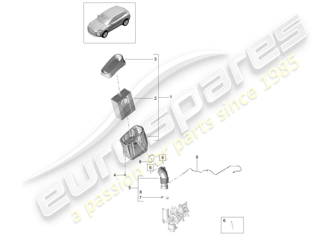 porsche 2021 (macan) air filter element air filter housing part diagram