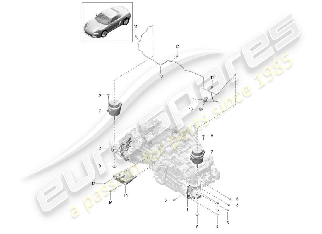 porsche 2024 (718 boxster) engine lifting tackle part diagram
