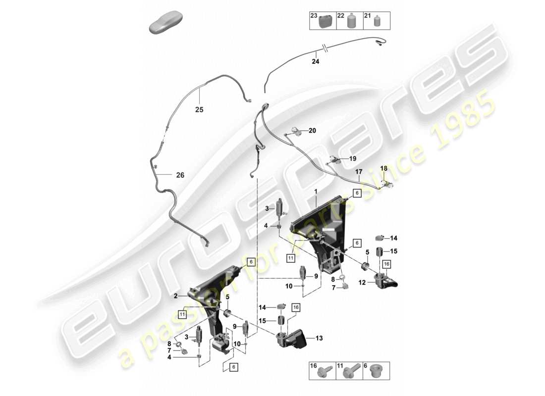 porsche 2023 (panamera 971-2) windscreen washer system part diagram