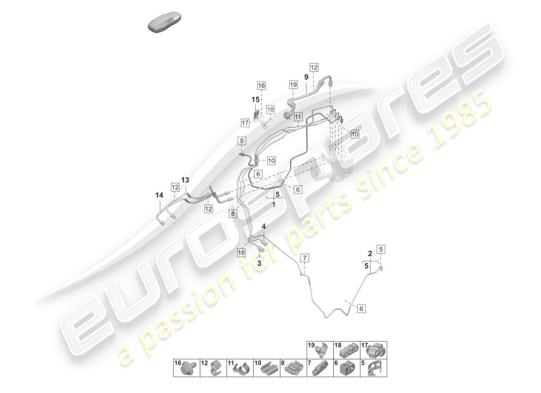 porsche 2020 (taycan 9j1-1) brake line front front end part diagram