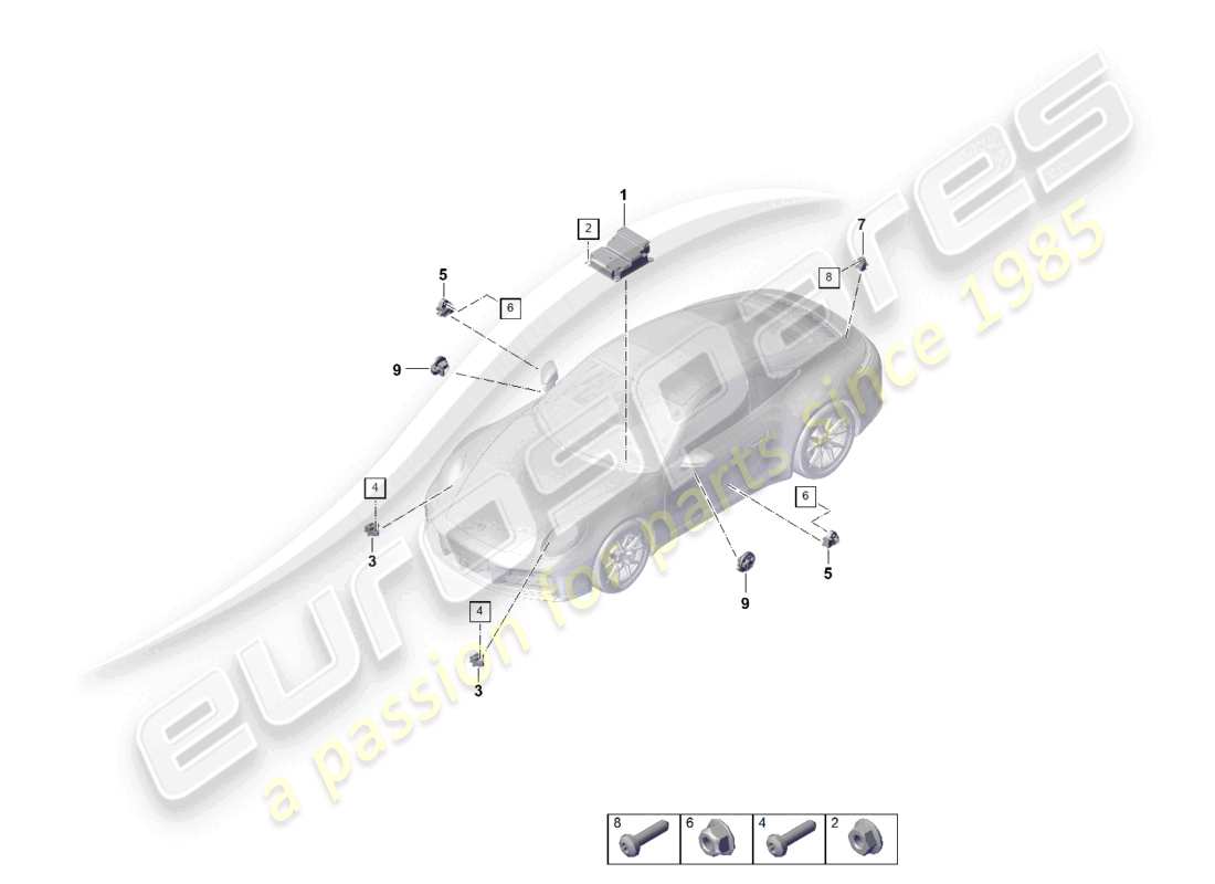 porsche 2026 (992-2) control unit for airbag crash sensor for airbag pedestrian protection part diagram