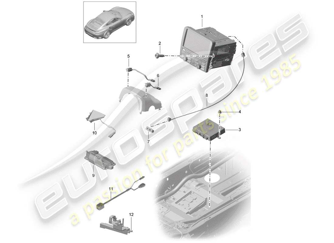 porsche 2018 (991-2 turbo) operating unit part diagram
