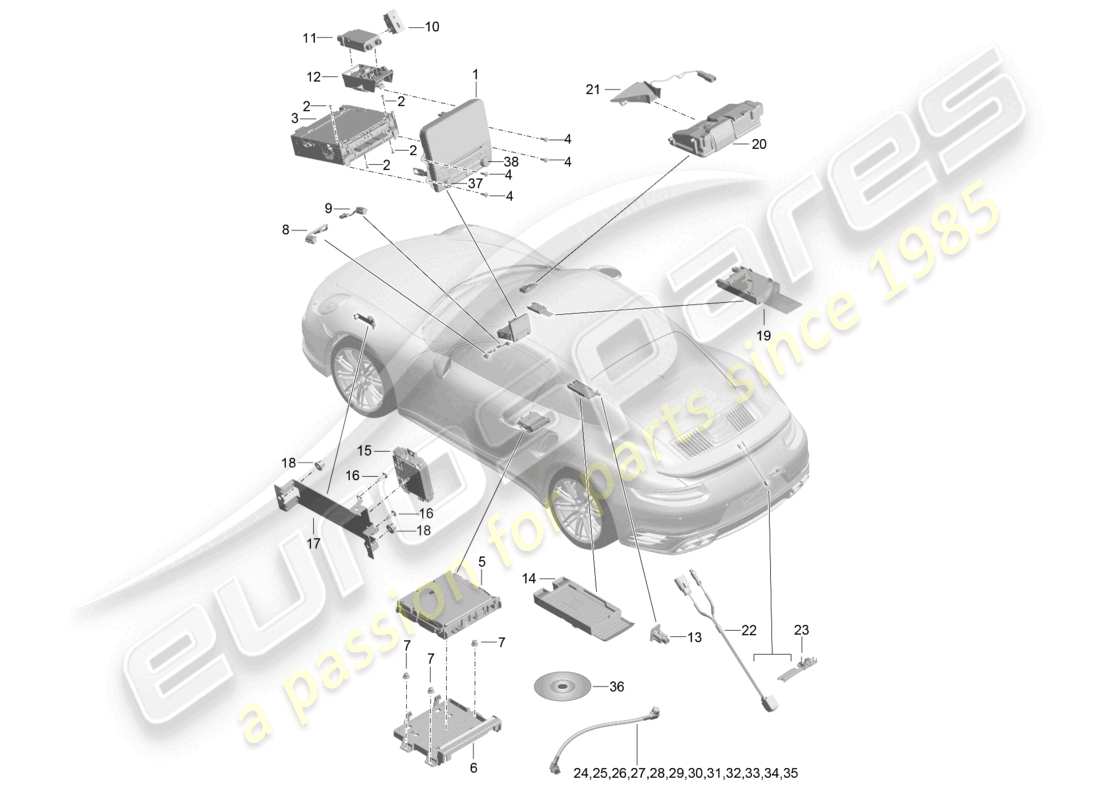 a part diagram from the porsche 991 parts catalogue