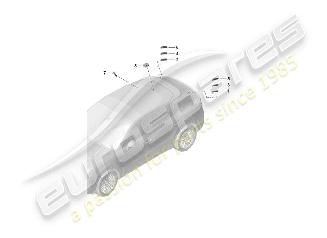 porsche 2022 (cayenne e3 9ya/9yb) aerial amplifier aerial connection line data connection line part diagram