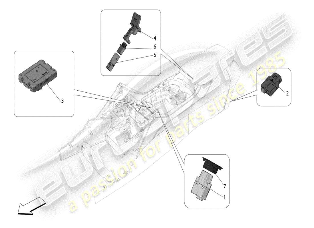 maserati grecale modena (2023) centre console devices part diagram