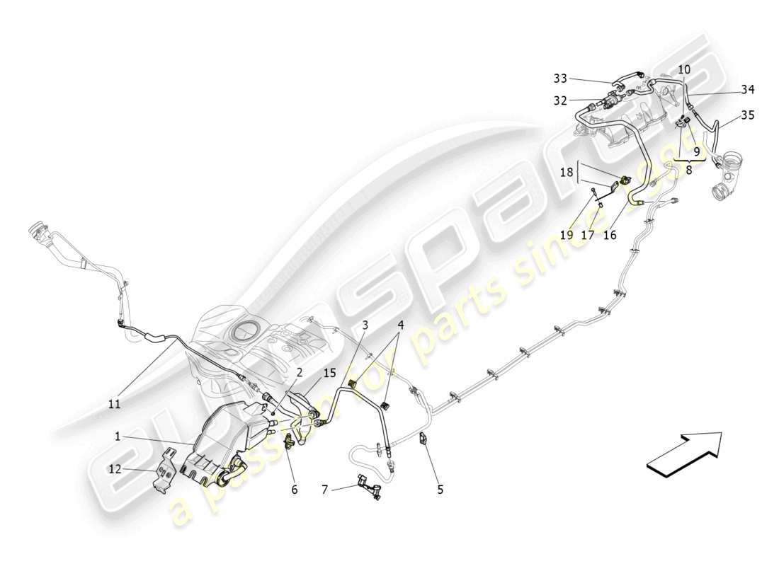 maserati levante (2017) fuel vapour recirculation system parts diagram