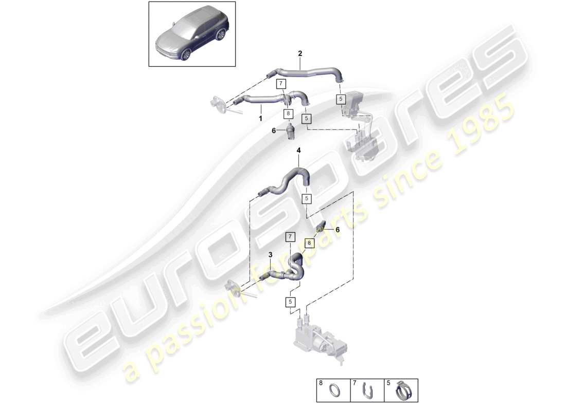 VIEW PARTS DIAGRAMS FROM THE PORSCHE CAYENNE PARTS CATALOGUE a part diagram from the porsche cayenne parts catalogue