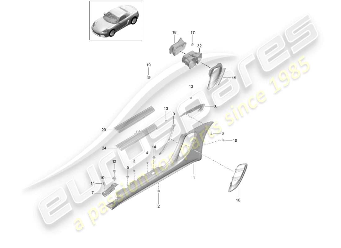 VIEW PARTS DIAGRAMS FROM THE PORSCHE BOXSTER PARTS CATALOGUE a part diagram from the porsche boxster parts catalogue