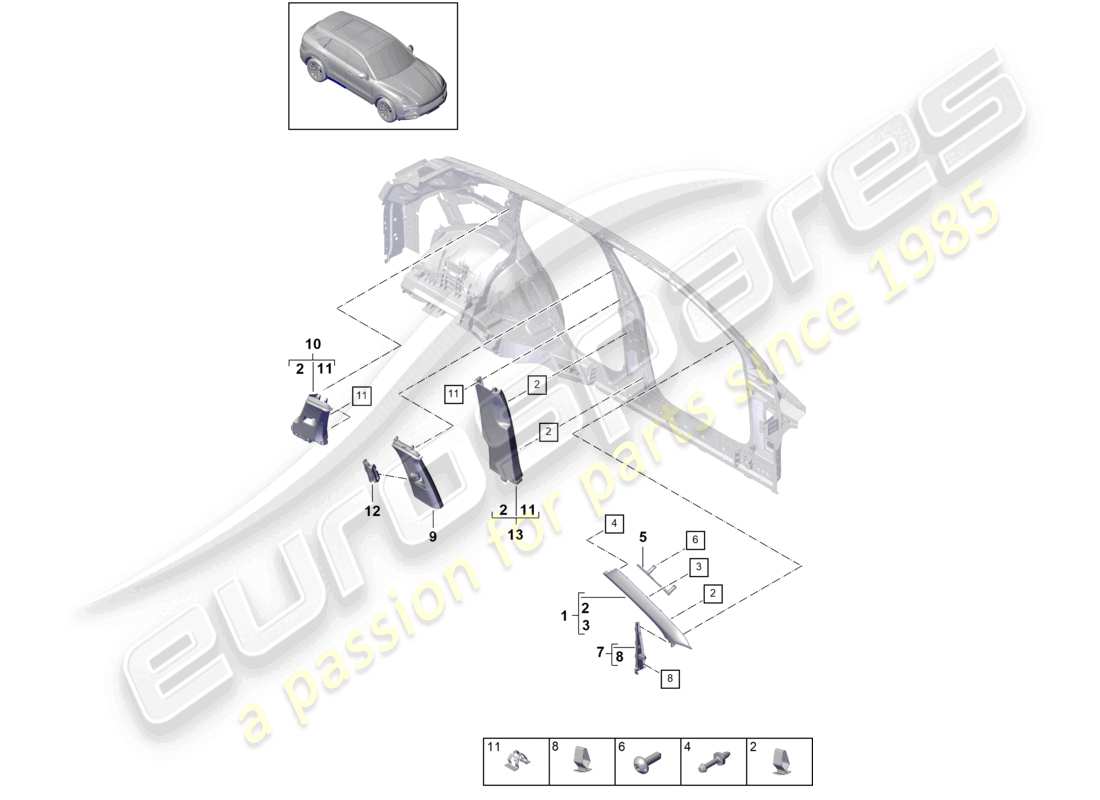 a part diagram from the porsche cayenne parts catalogue