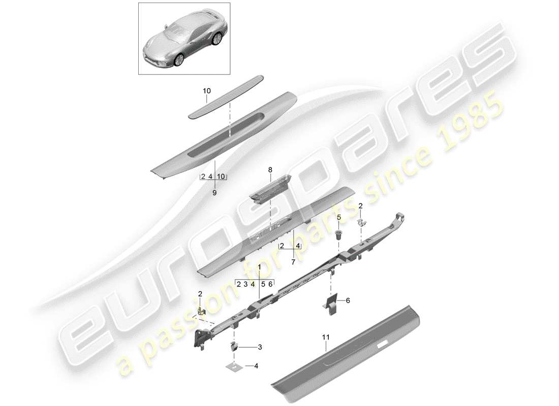 a part diagram from the porsche 991 parts catalogue