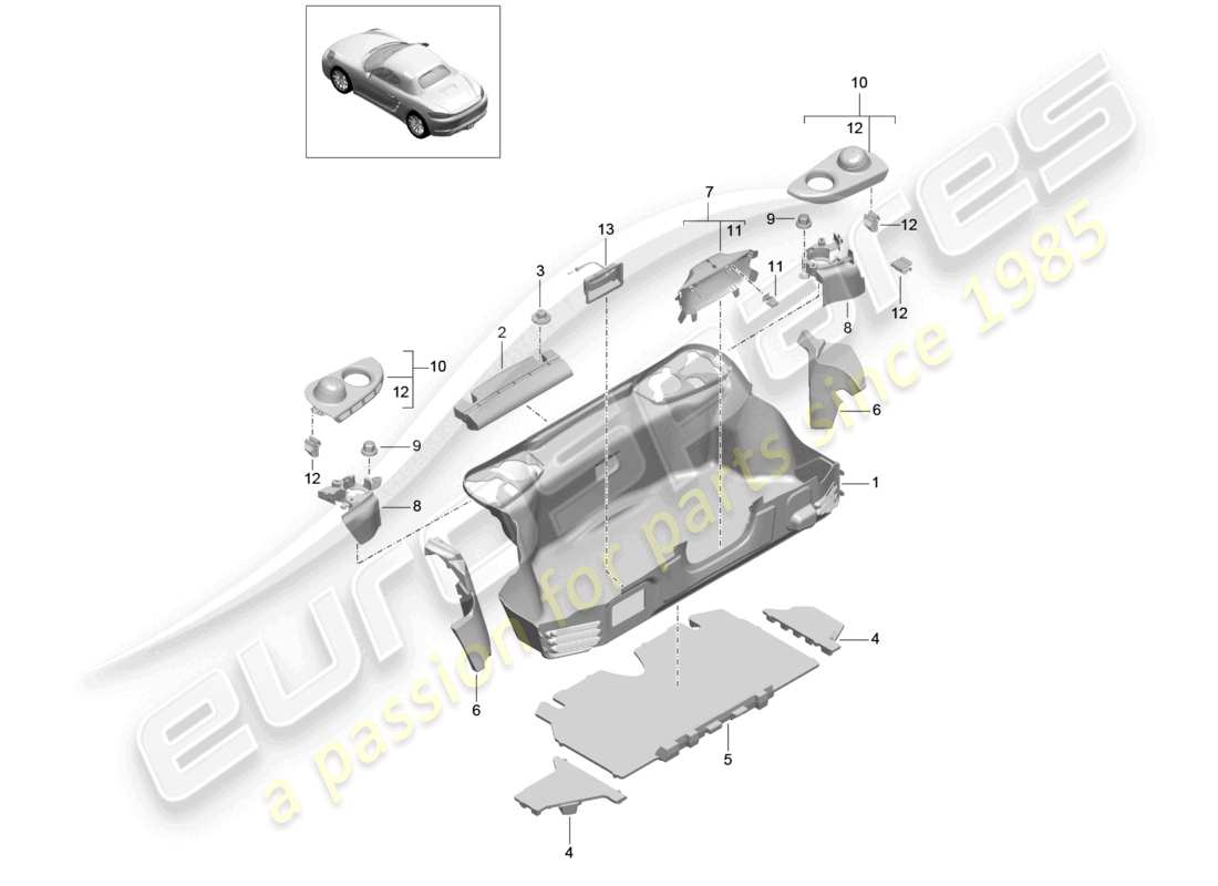 VIEW PARTS DIAGRAMS FROM THE PORSCHE BOXSTER PARTS CATALOGUE a part diagram from the porsche boxster parts catalogue