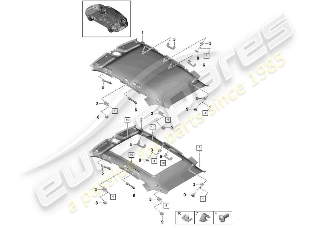 VIEW PARTS DIAGRAMS FROM THE PORSCHE CAYENNE PARTS CATALOGUE a part diagram from the porsche cayenne parts catalogue