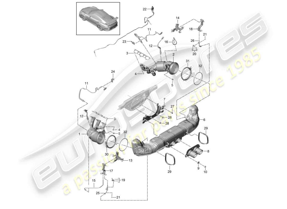 a part diagram from the porsche 991 parts catalogue