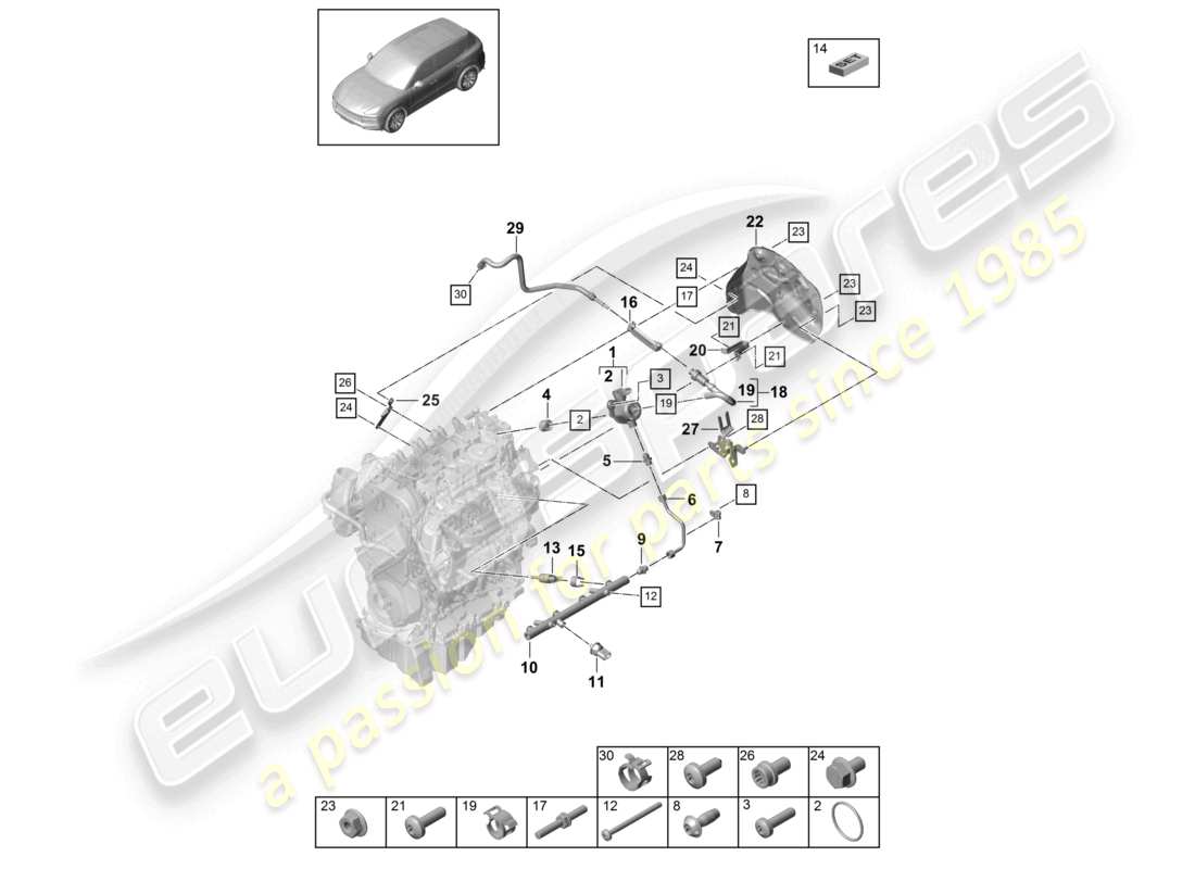 VIEW PARTS DIAGRAMS FROM THE PORSCHE CAYENNE PARTS CATALOGUE a part diagram from the porsche cayenne parts catalogue