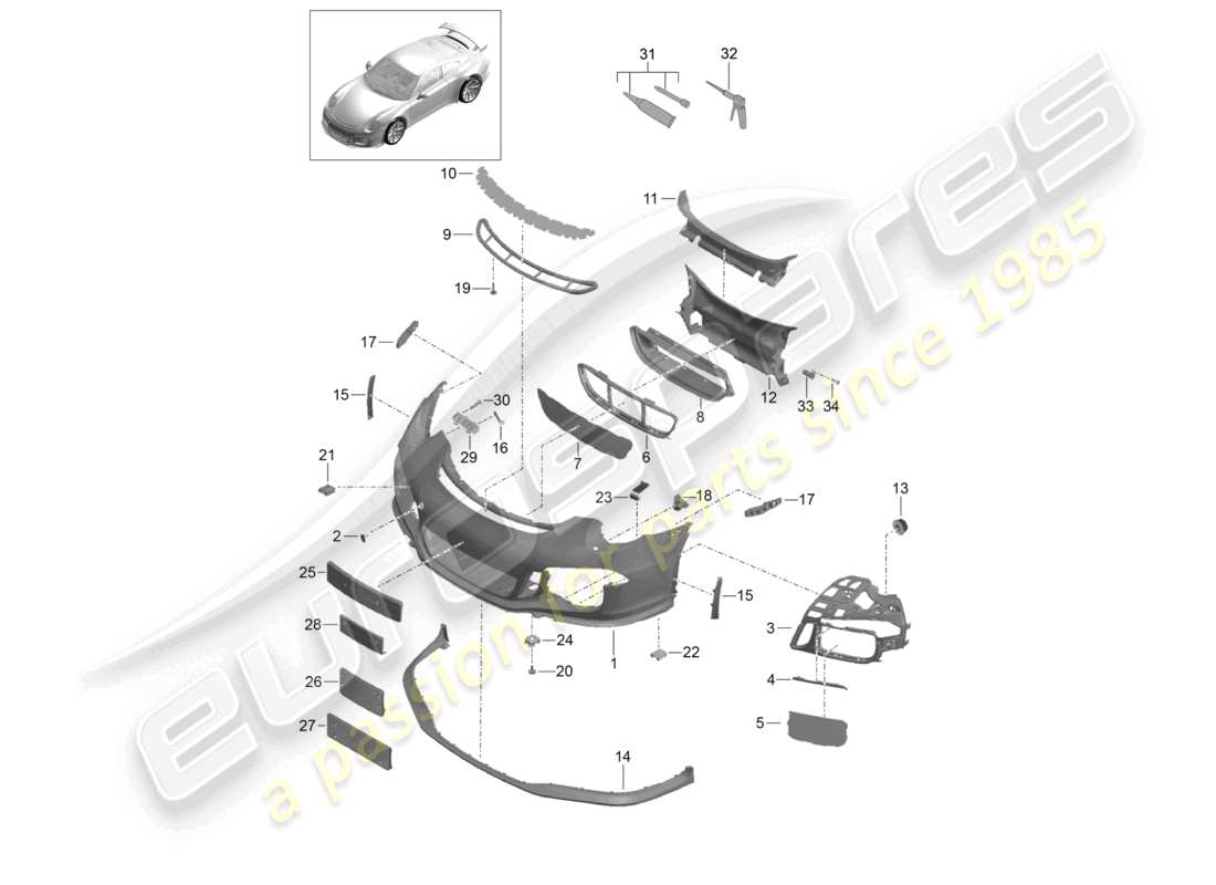 a part diagram from the porsche 991 parts catalogue