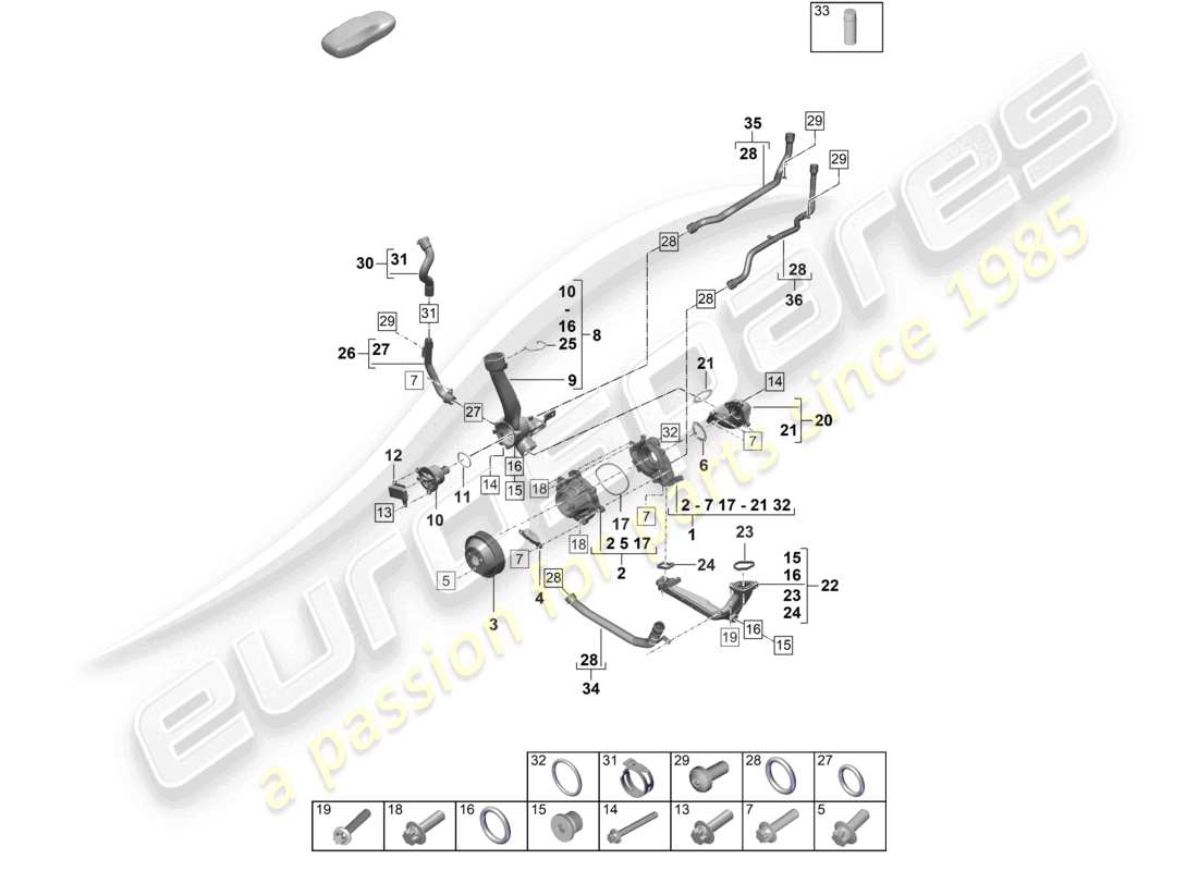 a part diagram from the porsche 992 parts catalogue
