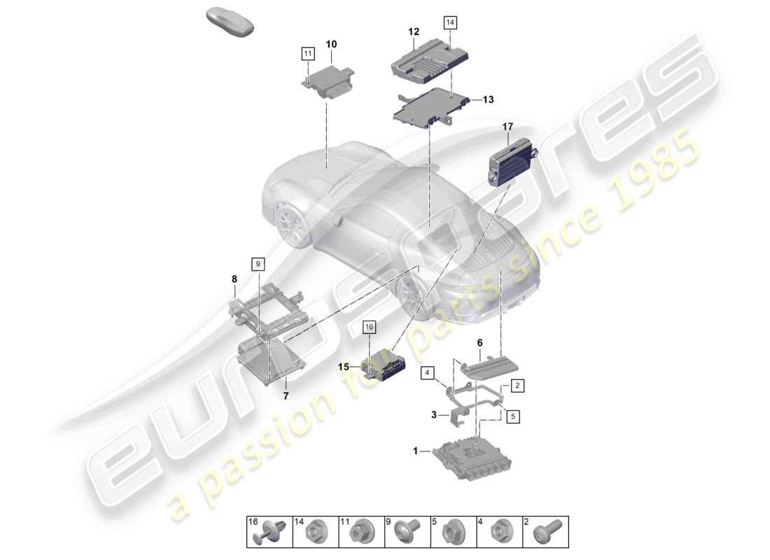 a part diagram from the porsche 992 parts catalogue