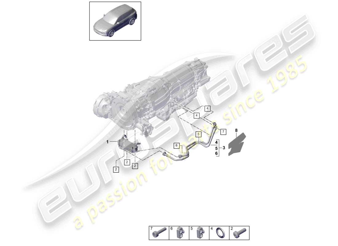 a part diagram from the porsche 2021 (cayenne e3 9ya/9yb) parts catalogue