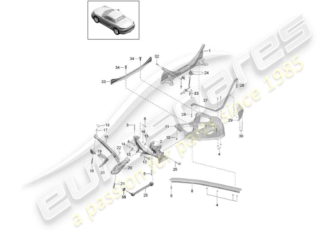 a part diagram from the porsche 2026 (718 boxster) parts catalogue