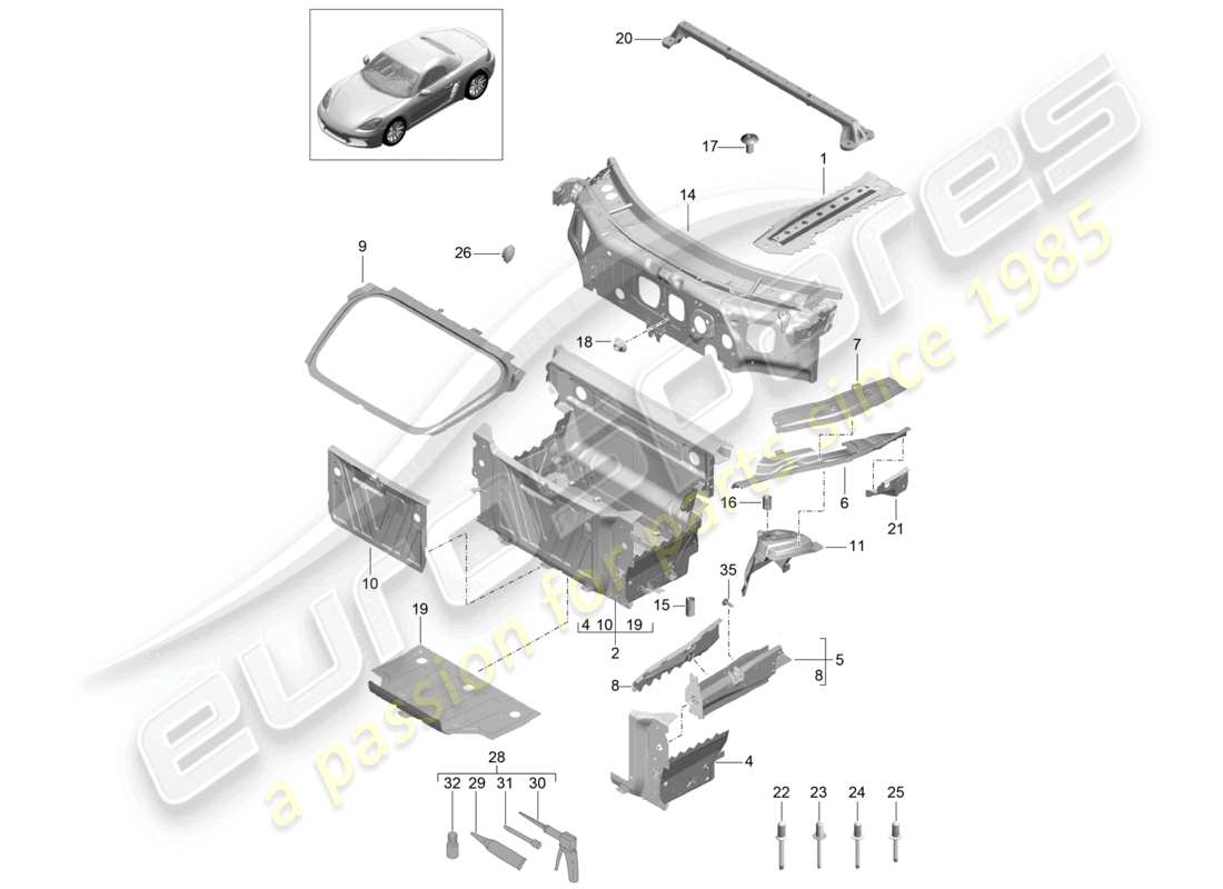 a part diagram from the porsche boxster parts catalogue