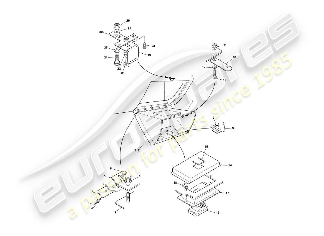 a part diagram from the aston martin v8 coupe (2000) parts catalogue