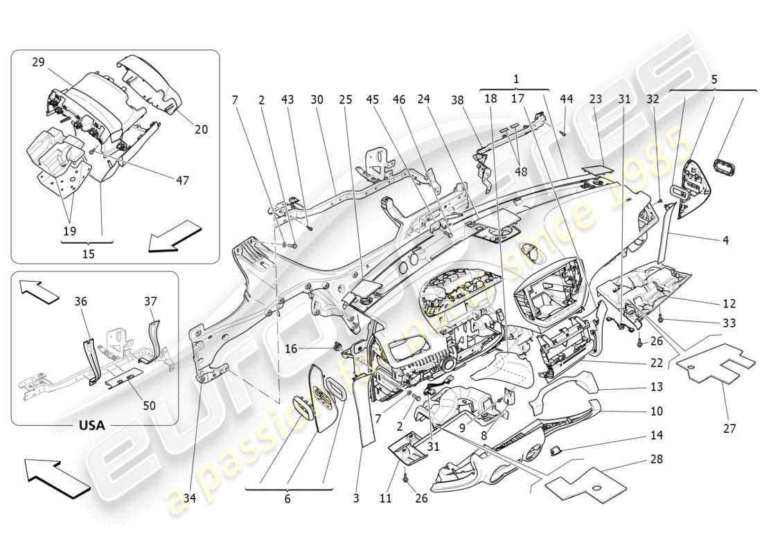 a part diagram from the maserati ghibli (2016) parts catalogue
