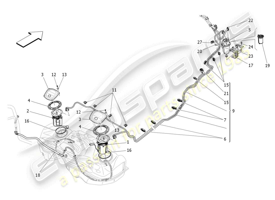 a part diagram from the maserati ghibli (2015) parts catalogue