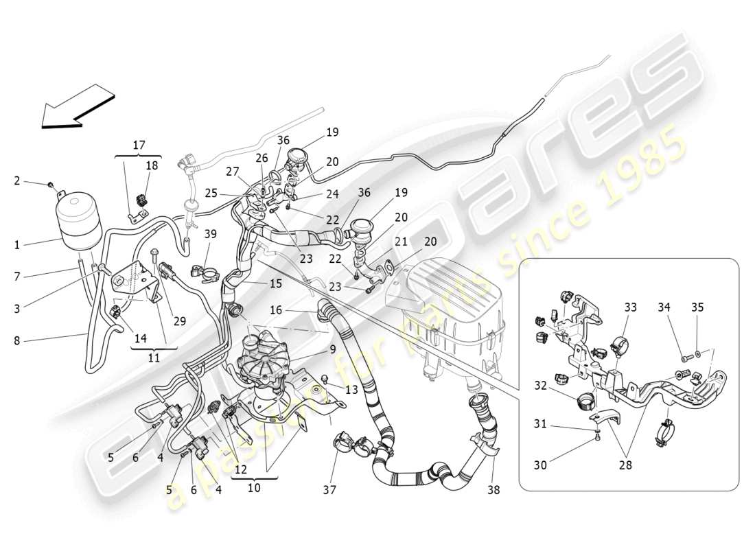 a part diagram from the maserati quattroporte (2018) parts catalogue