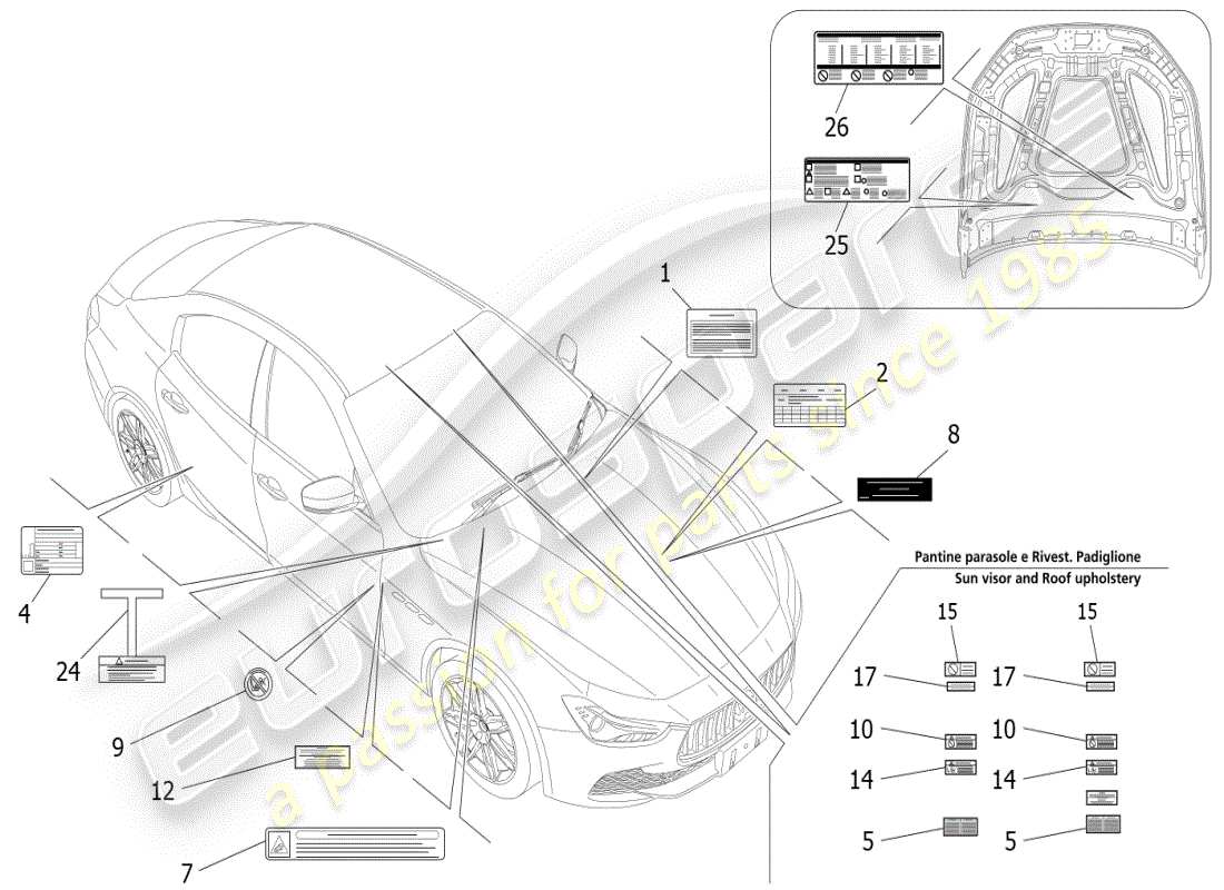 a part diagram from the maserati ghibli (2020) parts catalogue