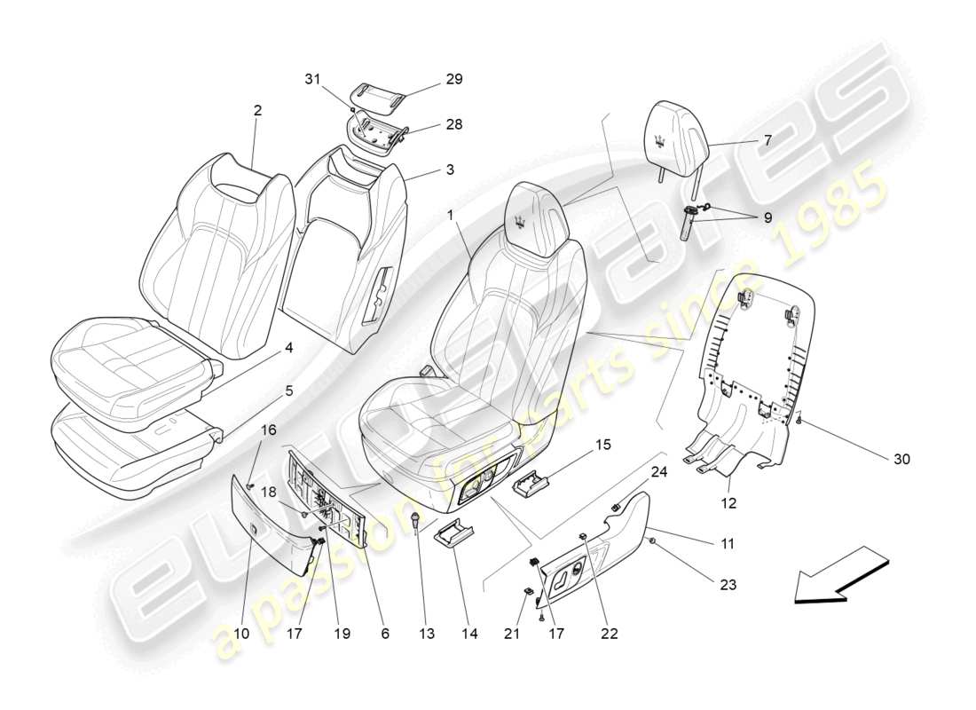 a part diagram from the maserati ghibli fragment (2022) parts catalogue