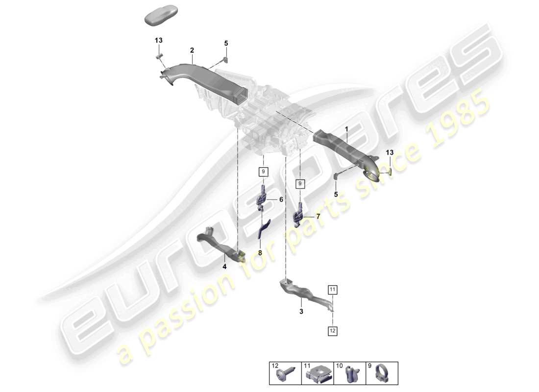 porsche 2024 (panamera 976) heating, air cond. system air guide dashboard part diagram