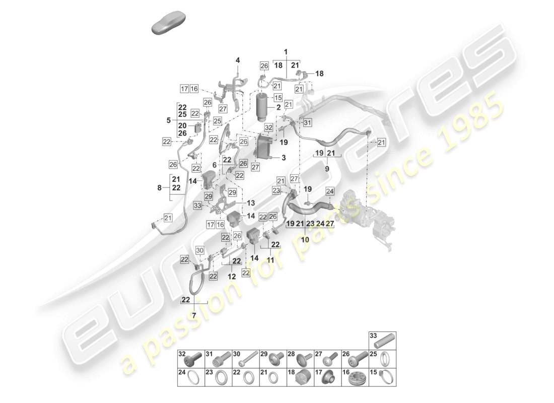 porsche 2023 (taycan 9j1-1) air conditioning refrigerant line dryer insert with attachment parts with: heat pump r134a coolant part diagram