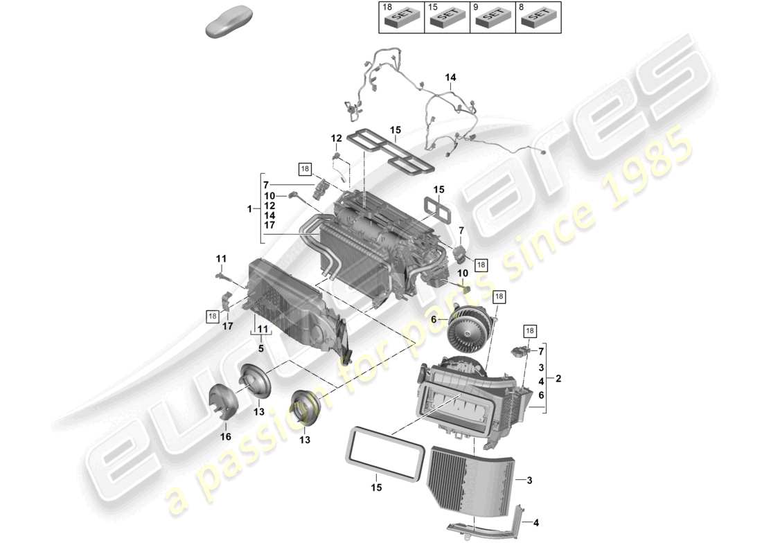porsche 2025 (panamera 976) air conditioning 4-zone air-conditioning system part diagram