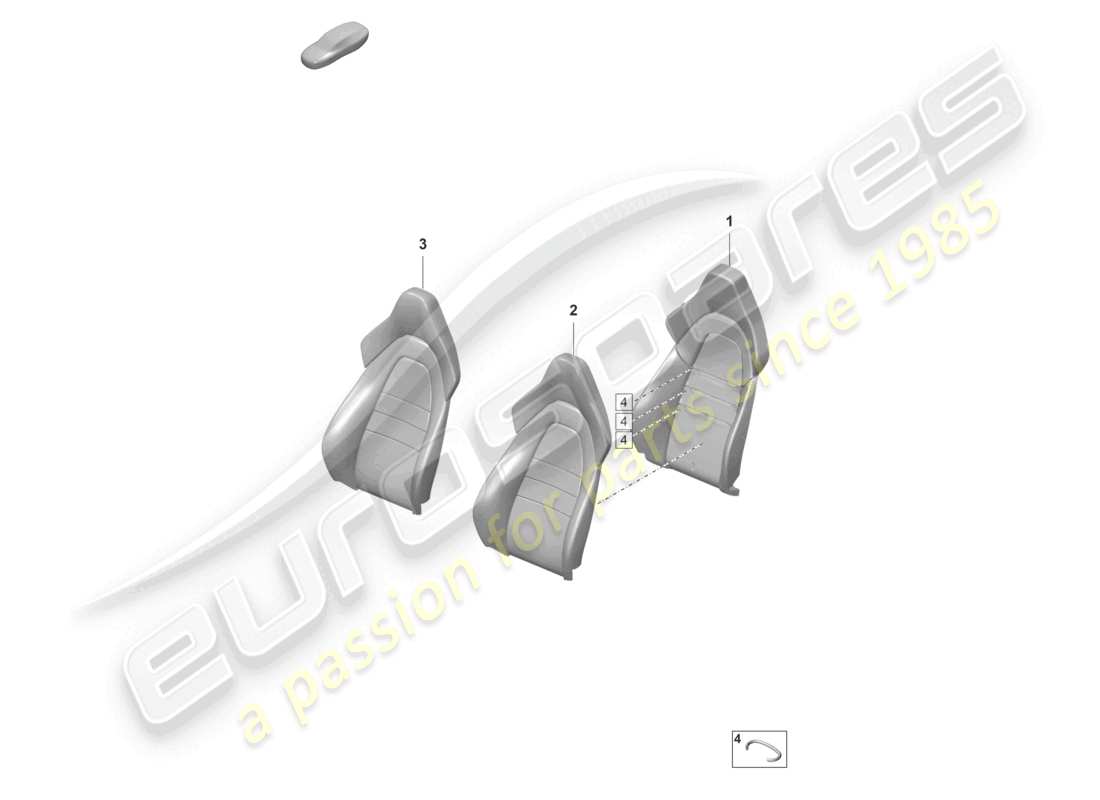 porsche 2021 (panamera 971-2) foam sect. for rest side supp. backrest cover sports seat for models with seat venti- lation part diagram