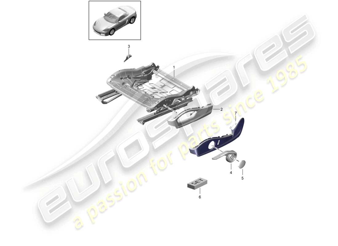 porsche 2023 (718 boxster) seat frame sports seat plus accessories repair set seat occupied recognition trim for switch part diagram
