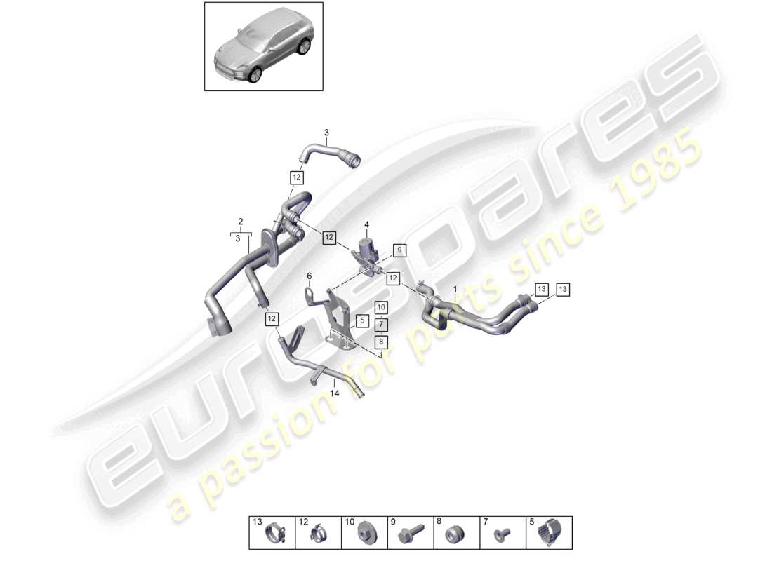 porsche 2021 (macan) heater r4 2,0l tfsi water box for models with supplementary heater part diagram