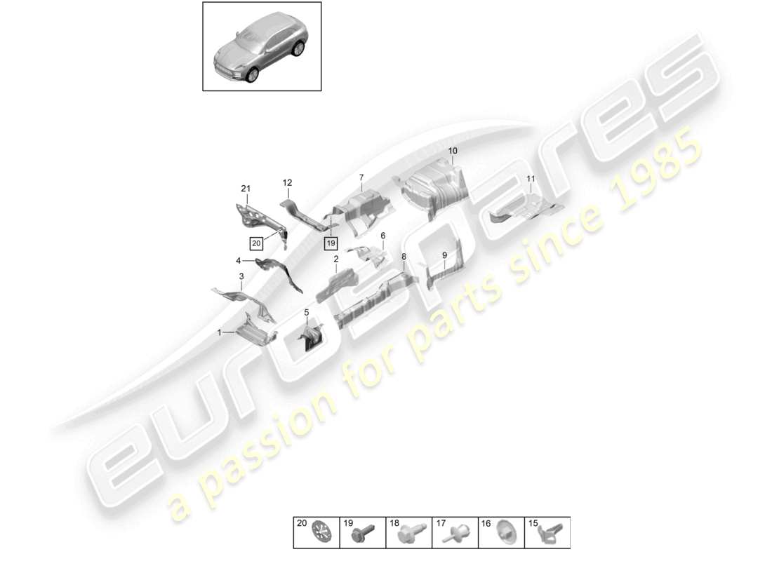 porsche 2021 (macan) trim heat insulation underbody part diagram