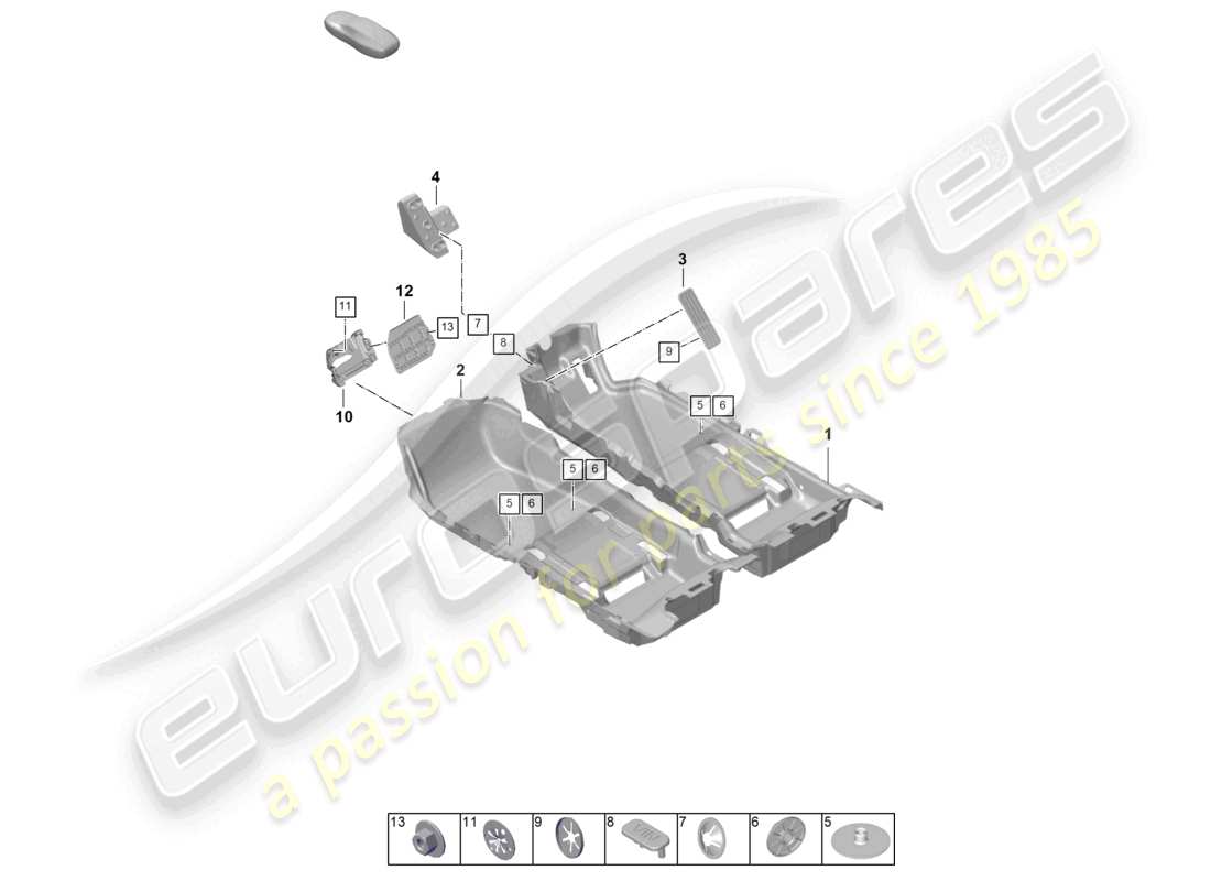 porsche 2023 (taycan 9j1-1) flooring (carpet) trims part diagram