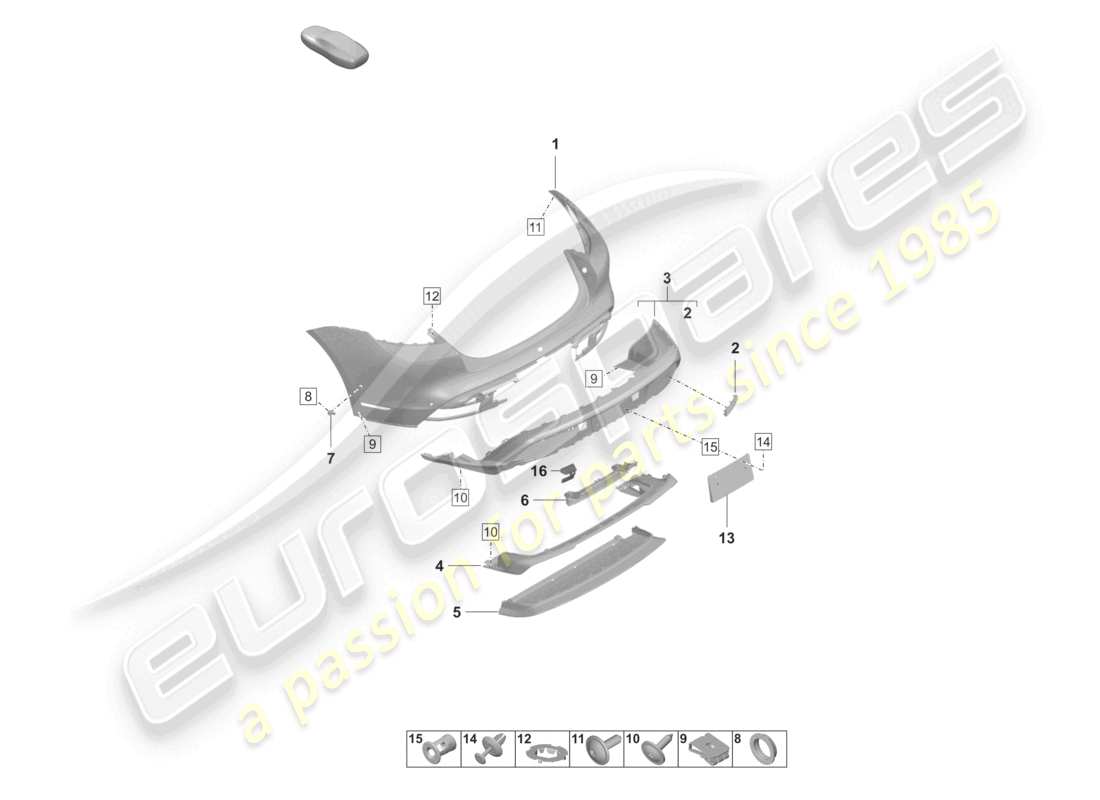 porsche 2022 (taycan 9j1-1) bumper rear gts st part diagram