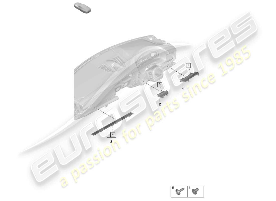 porsche 2026 (panamera 976) dash panel attachment parts lower moldings part diagram