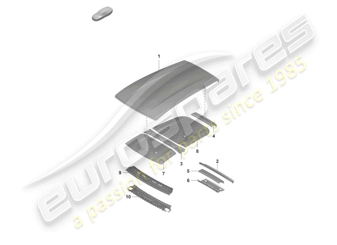 porsche 2022 (taycan 9j1-1) outer roof panel damping part diagram