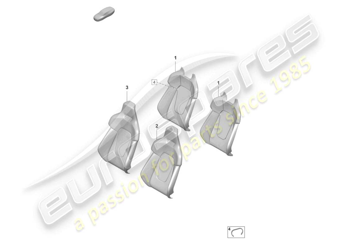 porsche 2022 (taycan 9j1-1) foam sect. for rest side supp. backrest cover sports seat part diagram