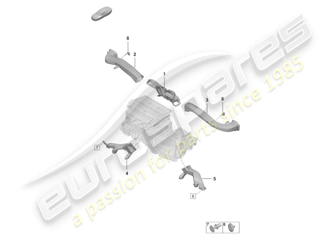 porsche 2023 (992-1 gt3/rs/st) air conditioning interior air guide part diagram