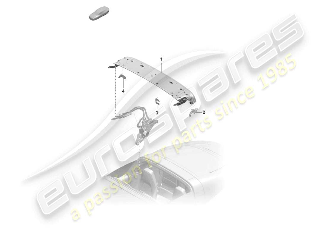 porsche 2025 (992-2) top frame side individual parts roof arch locking mechanism part diagram