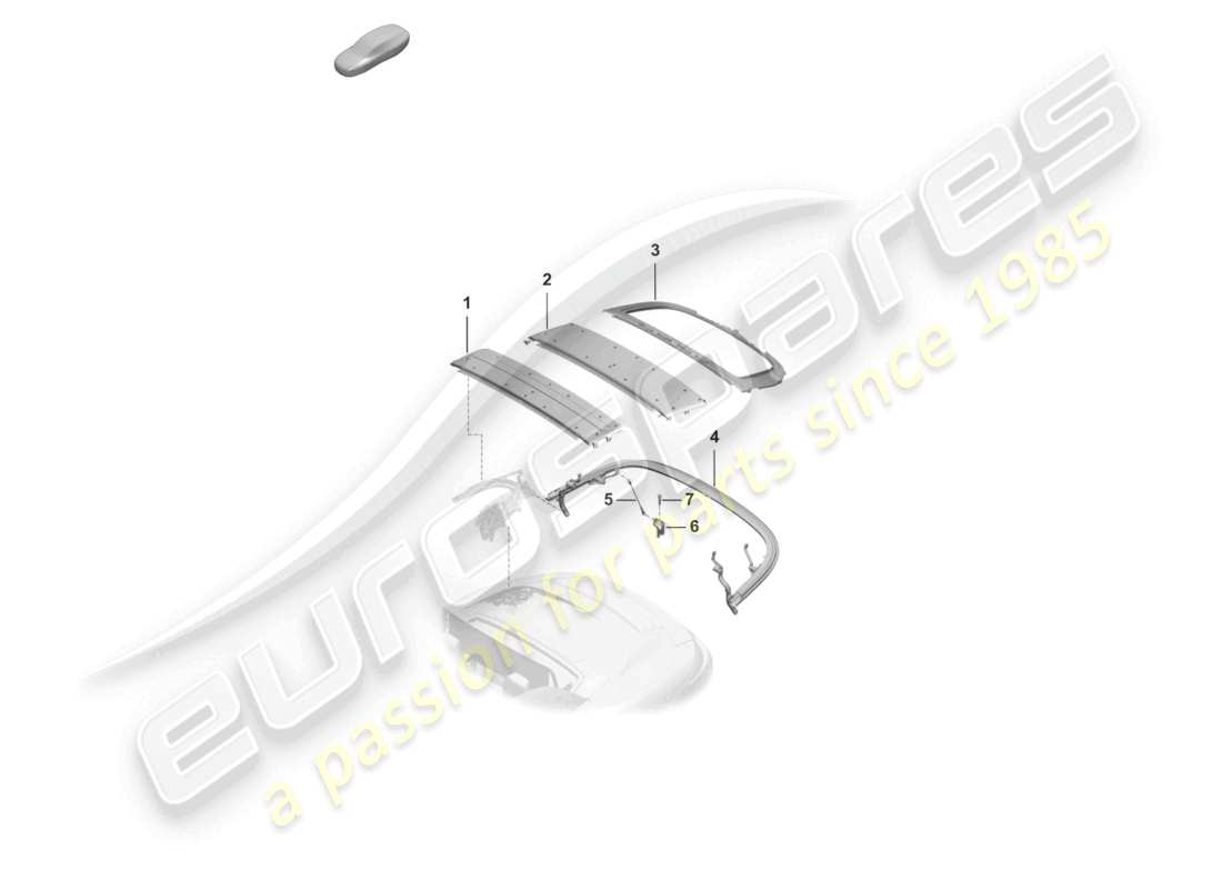 porsche 2022 (992-1 turbo / s) top frame individual parts roof arch part diagram