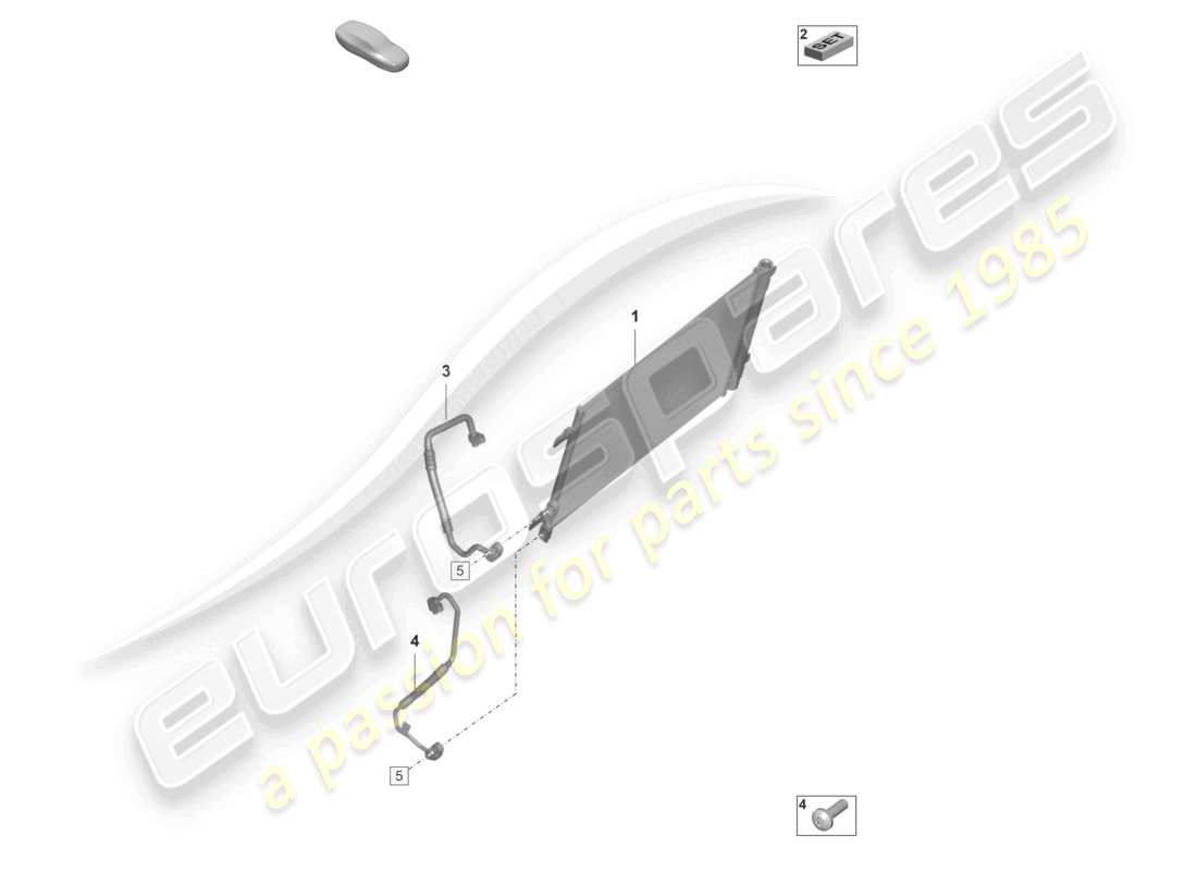 porsche 2022 (992-1 gt3/rs/st) air conditioning condenser part diagram