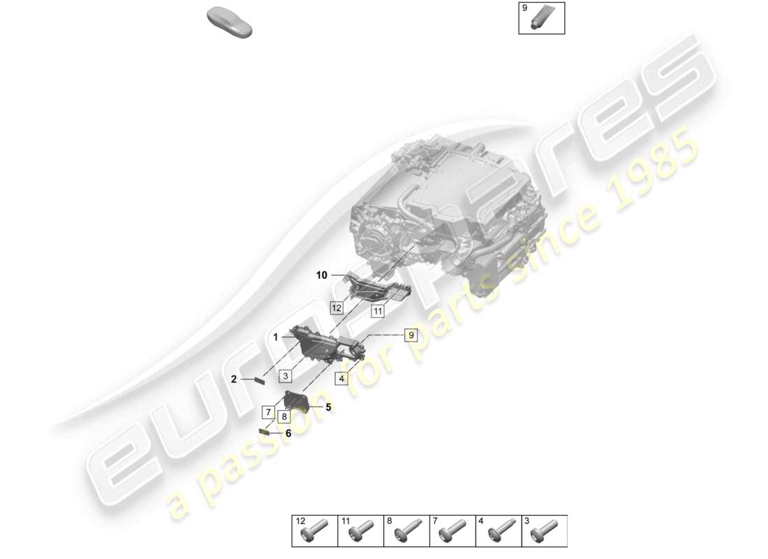 porsche 2026 (macan-e) power and control electronics- macan 4 for electric drive individual parts connecting bridge rear axle part diagram