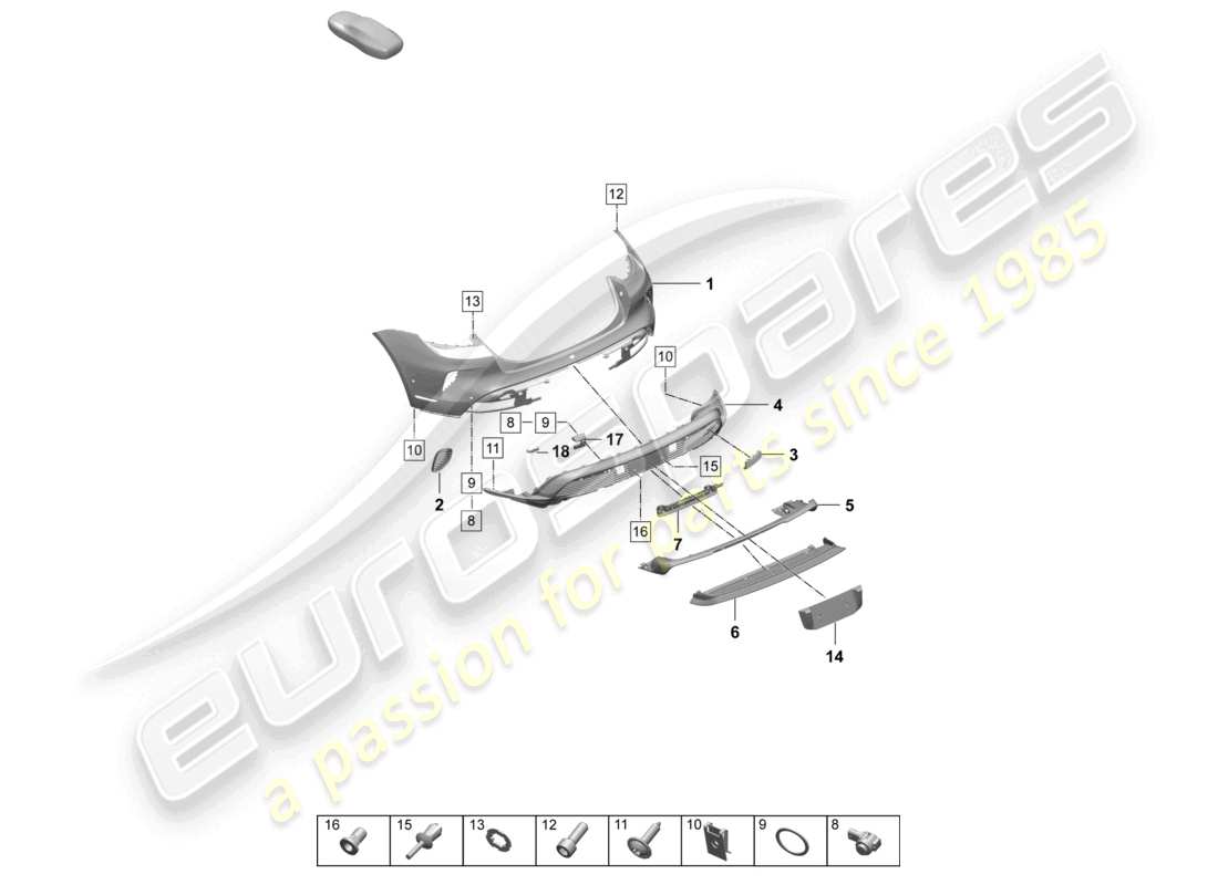 porsche 2026 (taycan 9j1-2) bumper rear turbo parts diagram