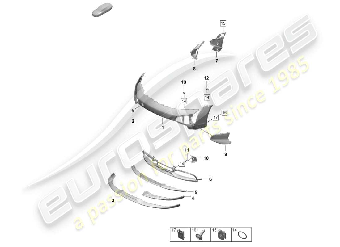 porsche 2026 (taycan 9j1-2) bumper front taycan cross turismo turbo s part diagram