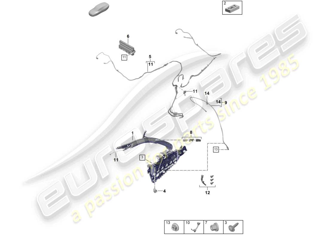 porsche 2026 (992-2) top frame side individual parts and electrical parts part diagram